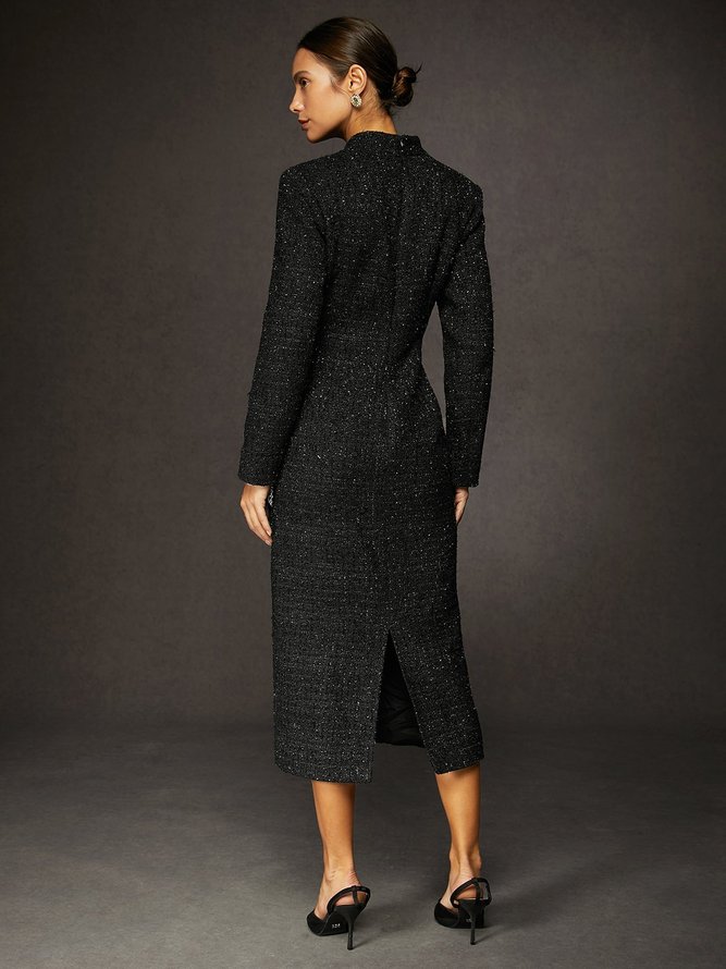 Urban Mock Neck Tweed Dress（without brooch）