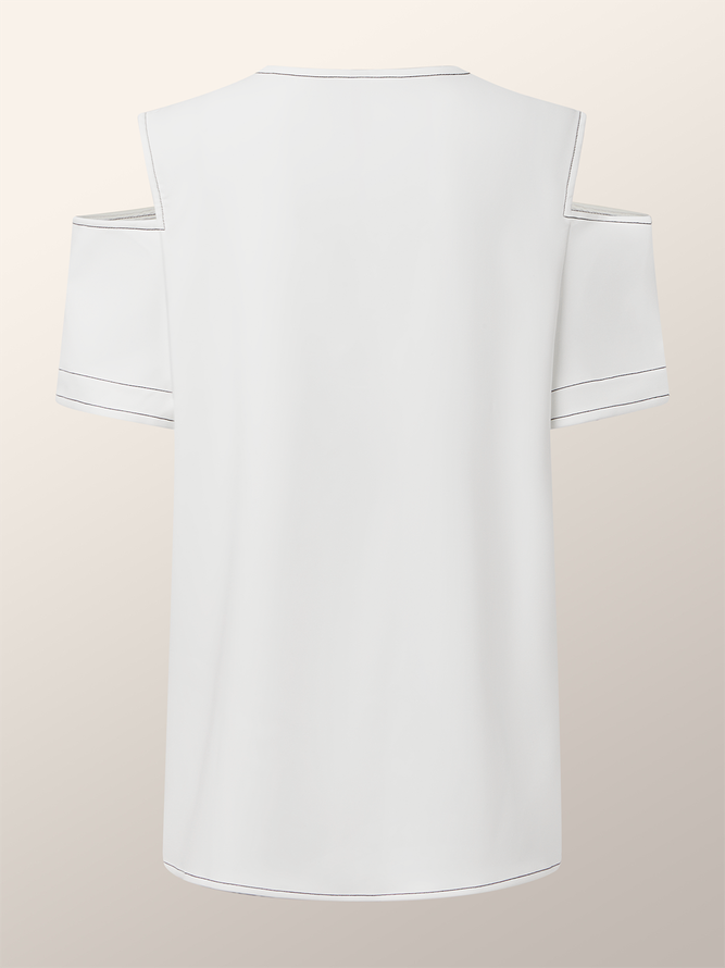 V-Neck Cut-Out Plain Urban Chic Blouse