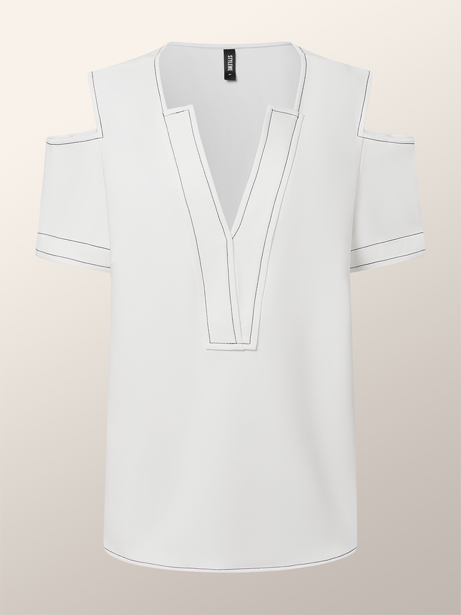 V-Neck Cut-Out Plain Urban Chic Blouse