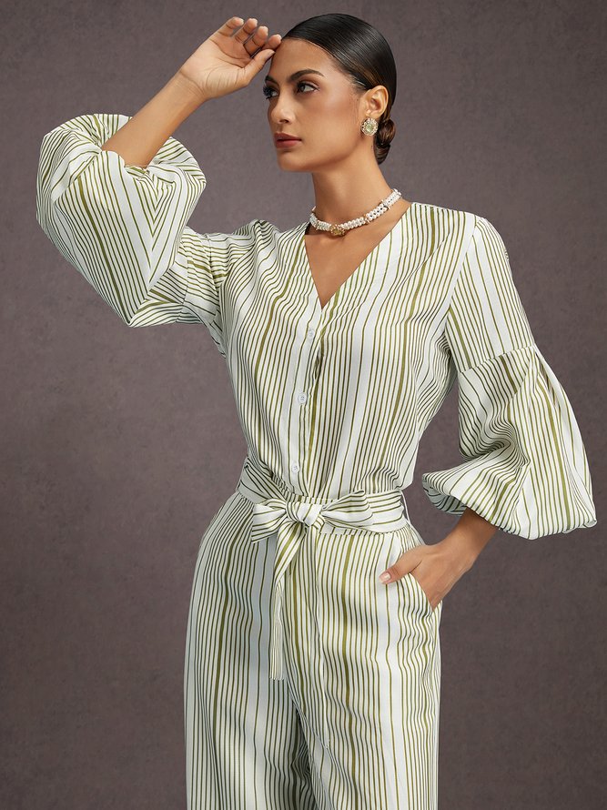 Casual Plain V Neck Loosen Shirt