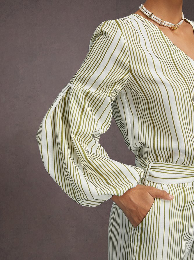 Casual Plain V Neck Loosen Shirt