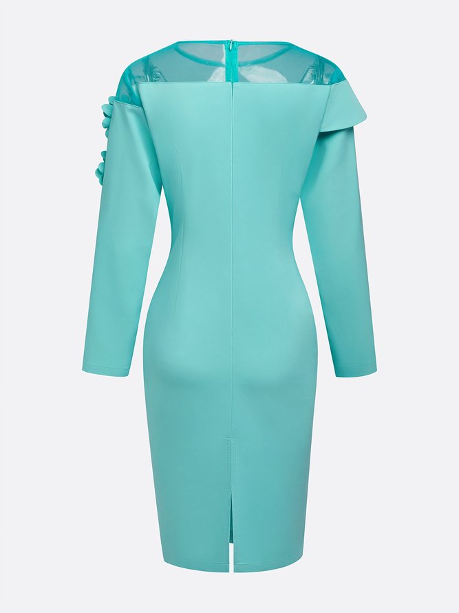 Elegant 3D Floral Crew Neck Formal Dress