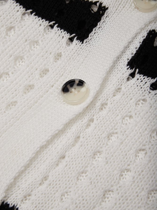 Vacation Color Block Buttoned Cardigan