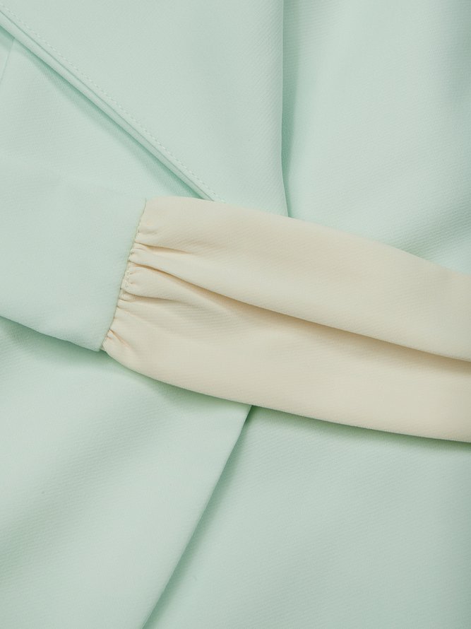 Elegant Color Block Split Joint Asymmetrical Midi Party Dress With Brooch
