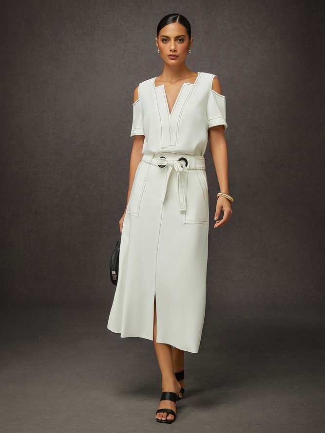 V-Neck Cut-Out Plain Urban Chic Blouse