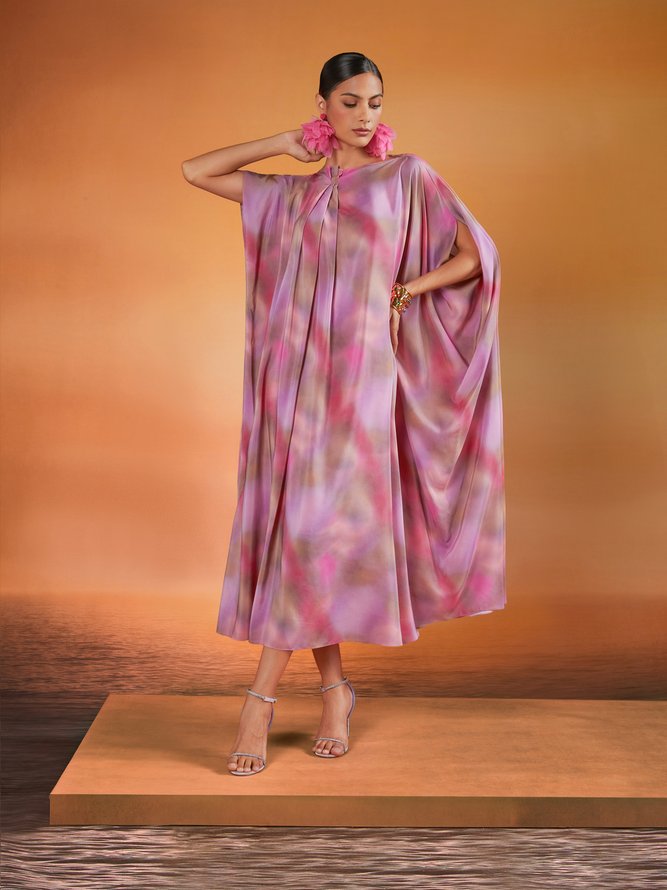 Vacation Random Print Printing Off The Shoulder Midi Dress With Belt