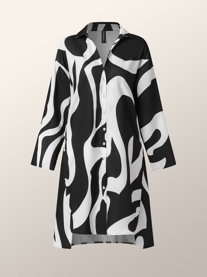 Long sleeve Regular Fit Urban Chevron Shirt Dress