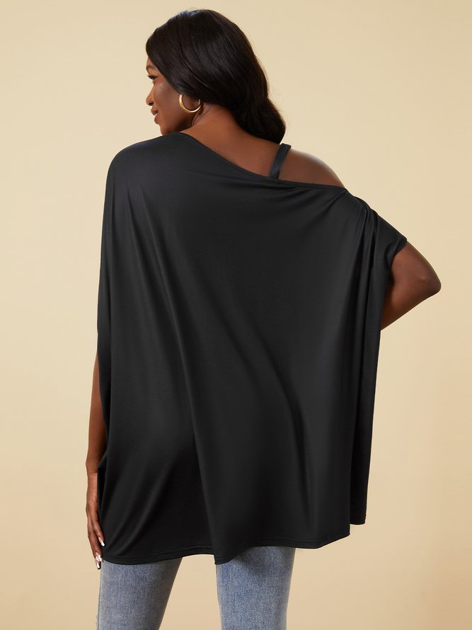 Daily Loosen Asymmetrical Neck Top