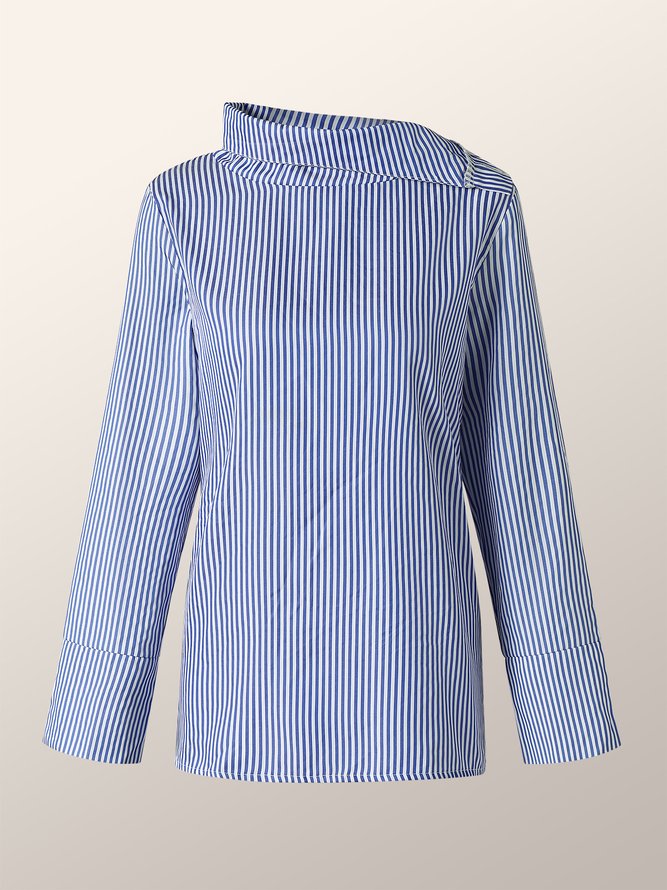 Turtleneck Stripes Long Sleeve Top