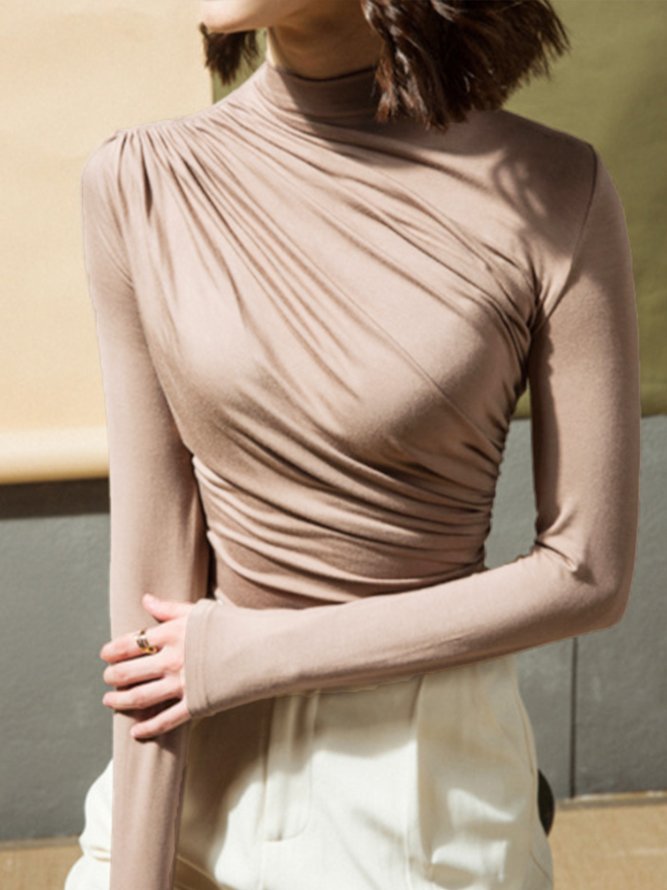 Simple  Basics Solid Long Sleeve  Top