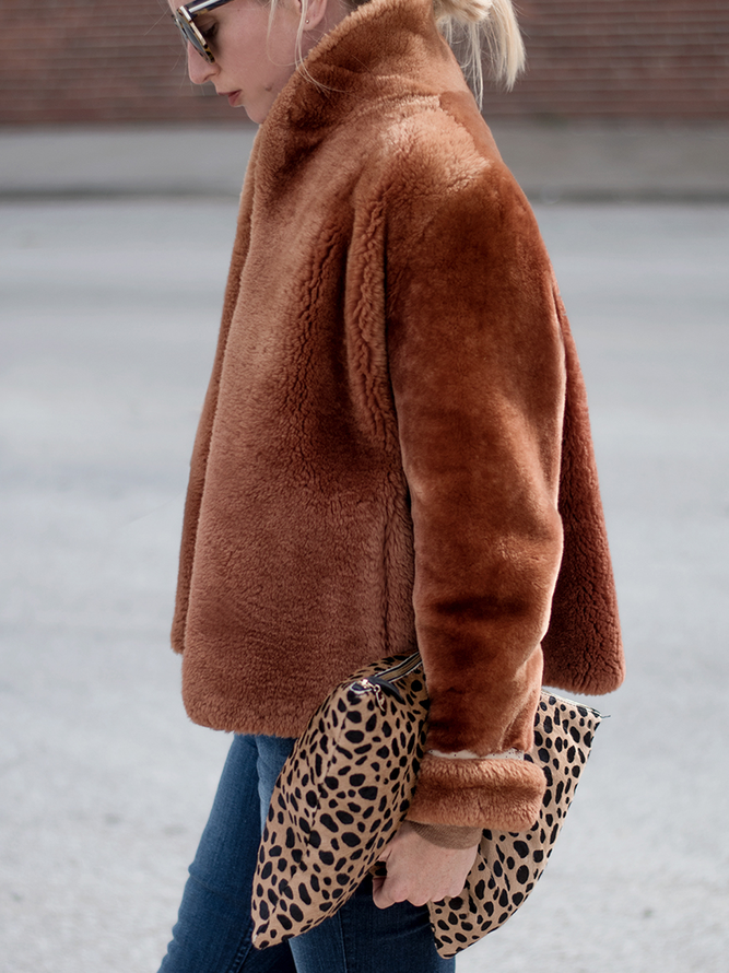 Loose Lapel Collar Long Sleeve Plain Fashion Mid-Long Jacket