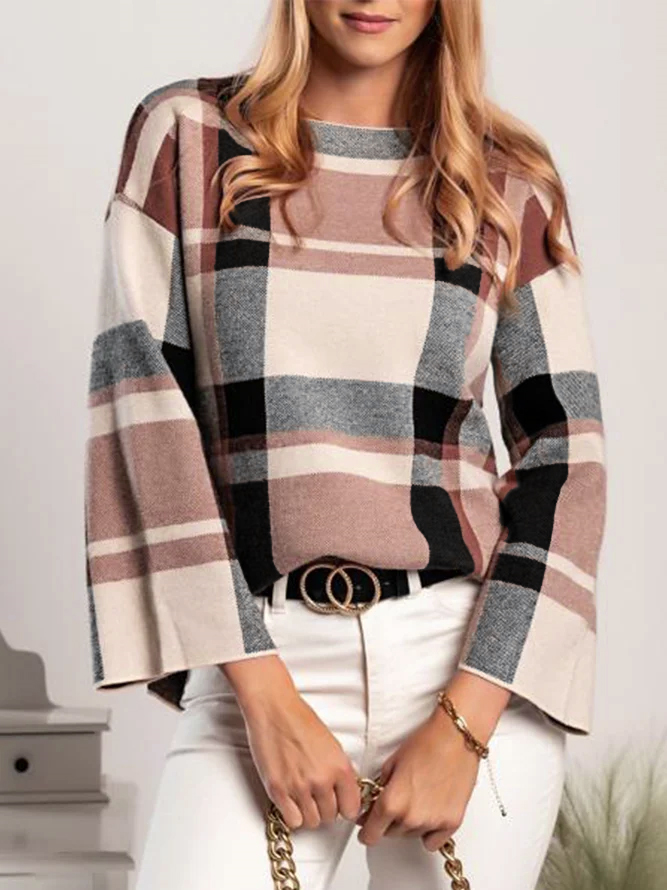 Regular Fit Crew Neck Simple Long Sleeve Sweater