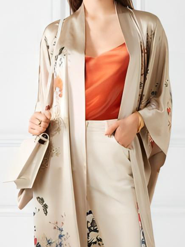 Casual Shawl Collar Loose Floral Kimono Tops Women Floral Summer