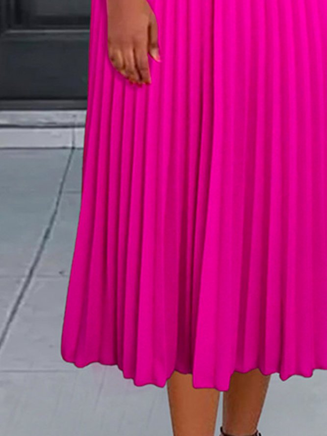 Plain Cold Shoulder Elegant Midi Dress