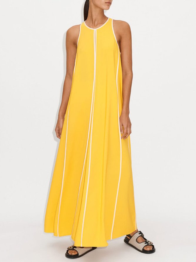 Color Block Casual Crew Neck Dress Stylewe_usapp