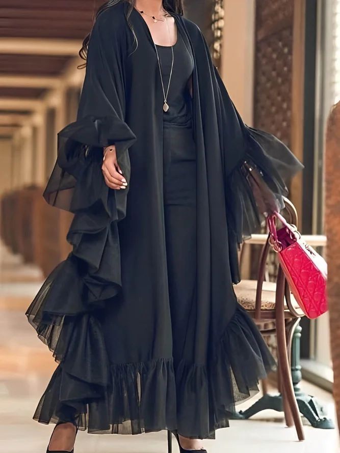 Plain Elegant Long Sleeve Loose Kimono