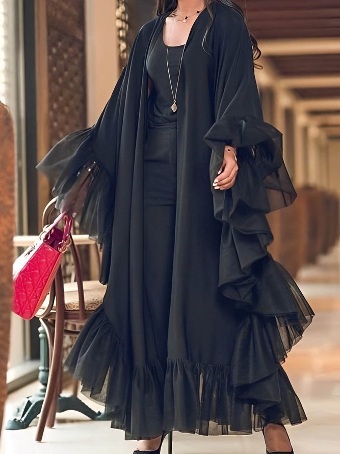 Plain Elegant Long Sleeve Loose Kimono