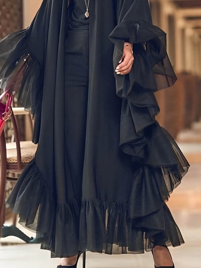 Plain Elegant Long Sleeve Loose Kimono
