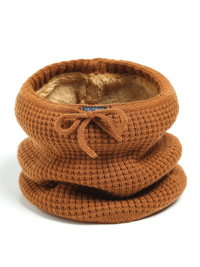 Women Warmth Faux Fur Neck Gaiter Knitted Hat