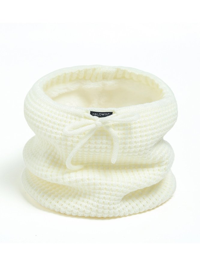 Women Warmth Faux Fur Neck Gaiter Knitted Hat