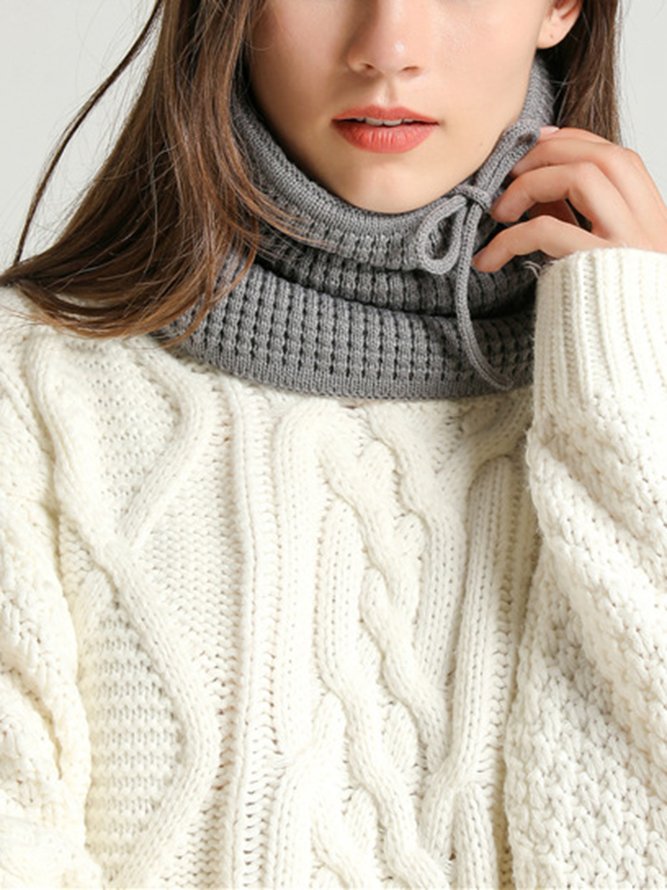 Women Warmth Faux Fur Neck Gaiter Knitted Hat