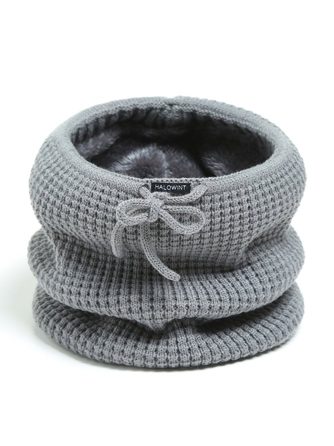 Women Warmth Faux Fur Neck Gaiter Knitted Hat