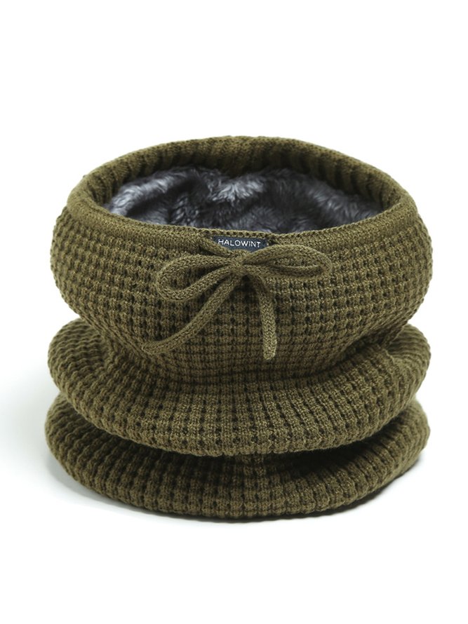 Women Warmth Faux Fur Neck Gaiter Knitted Hat