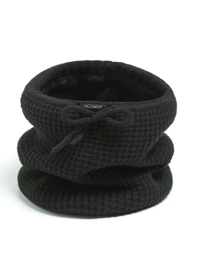 Women Warmth Faux Fur Neck Gaiter Knitted Hat