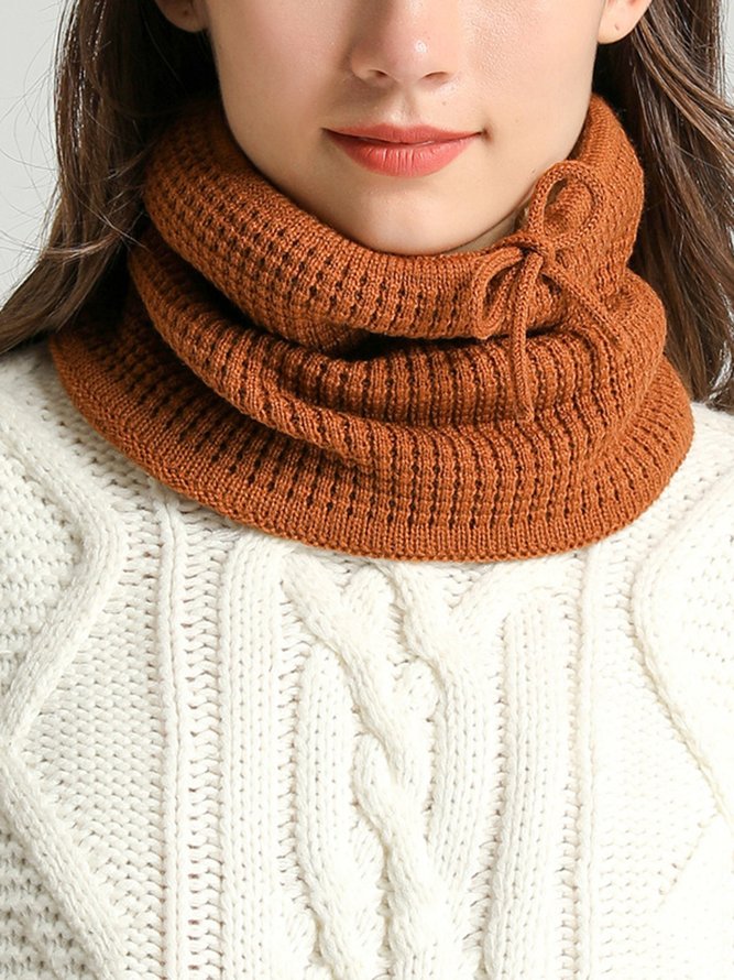 Women Warmth Faux Fur Neck Gaiter Knitted Hat