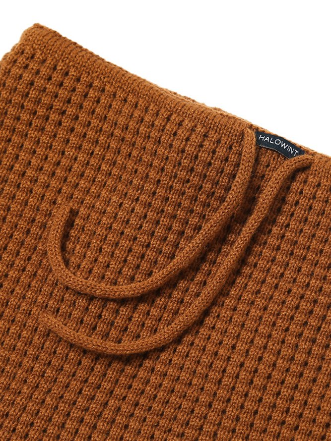Women Warmth Faux Fur Neck Gaiter Knitted Hat
