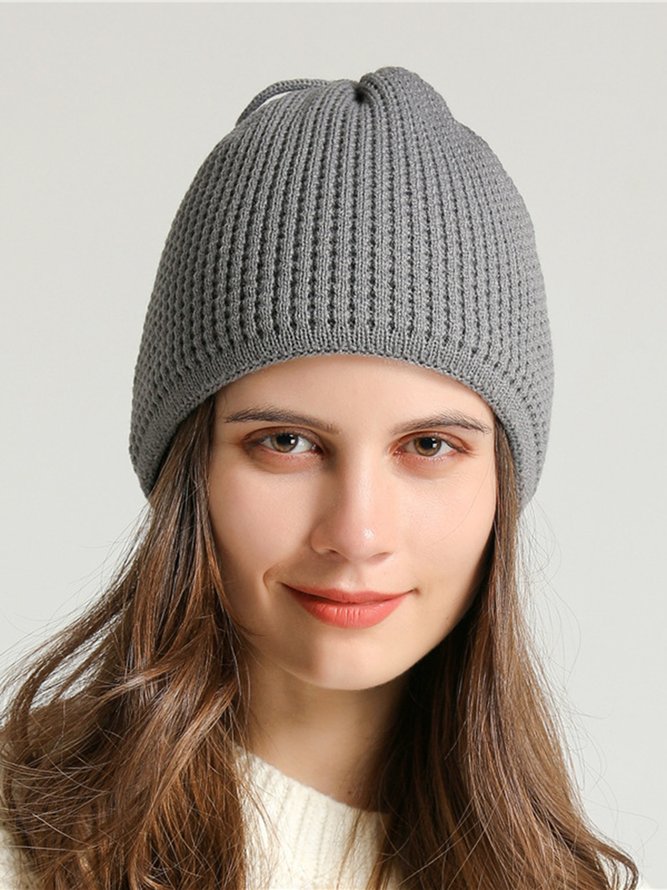 Women Warmth Faux Fur Neck Gaiter Knitted Hat