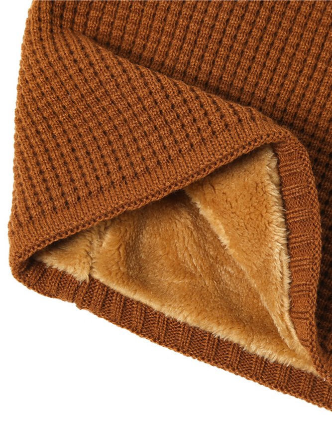 Women Warmth Faux Fur Neck Gaiter Knitted Hat