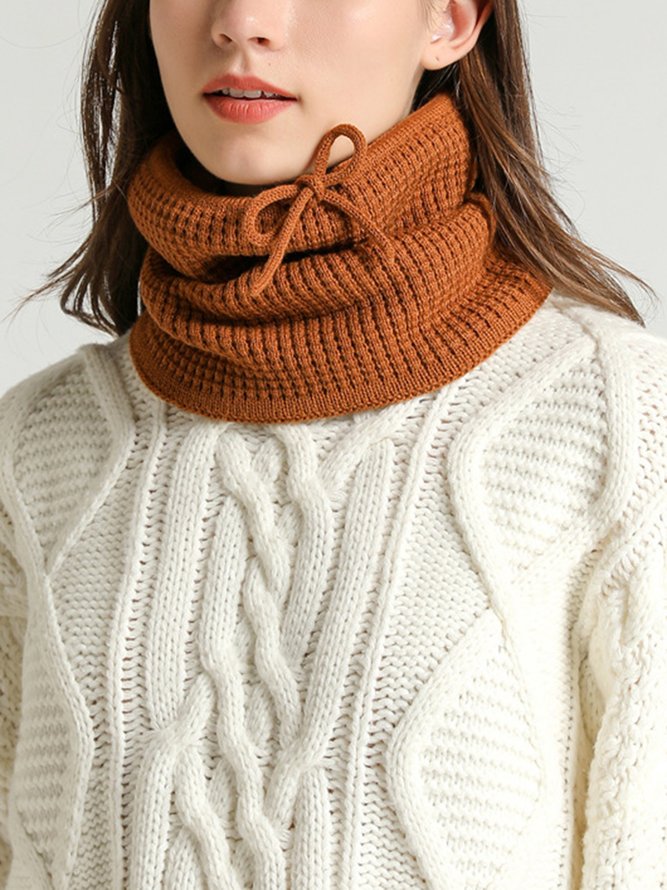 Women Warmth Faux Fur Neck Gaiter Knitted Hat