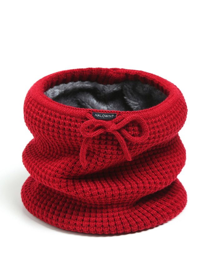 Women Warmth Faux Fur Neck Gaiter Knitted Hat