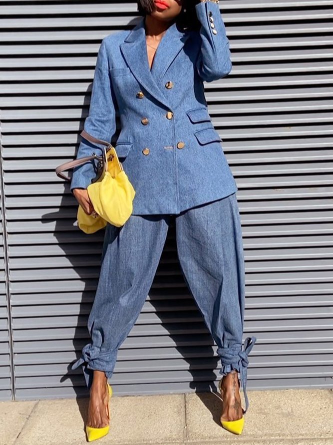 Plain Denim Urban Loose Jeans