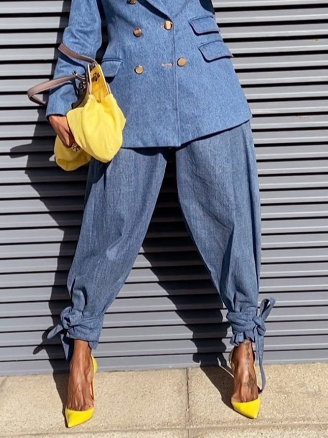 Plain Denim Urban Loose Jeans