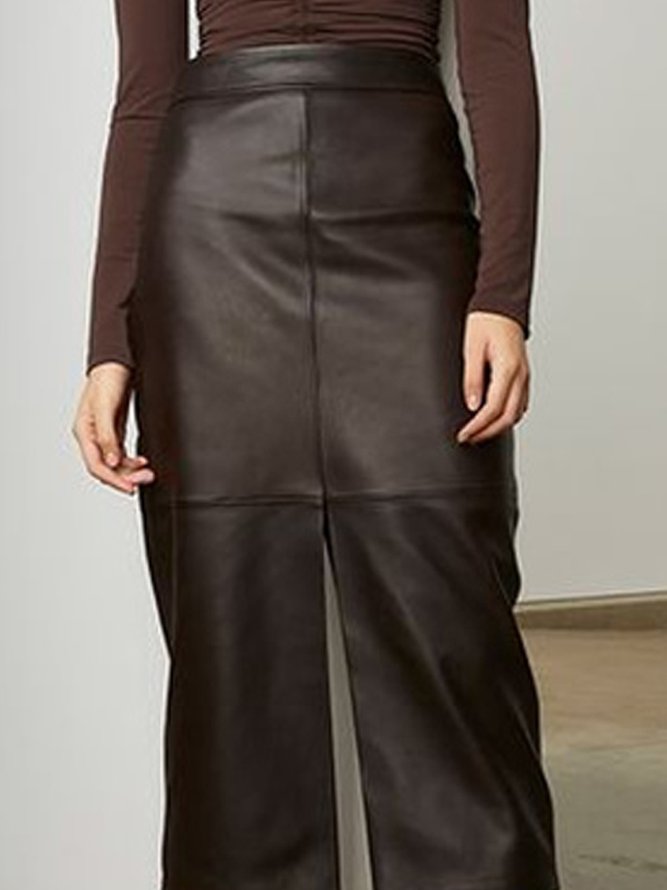Plain Urban Loose Leather Pants