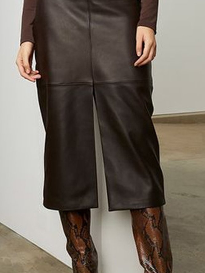 Plain Urban Loose Leather Pants