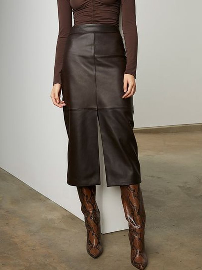 Plain Urban Loose Leather Pants