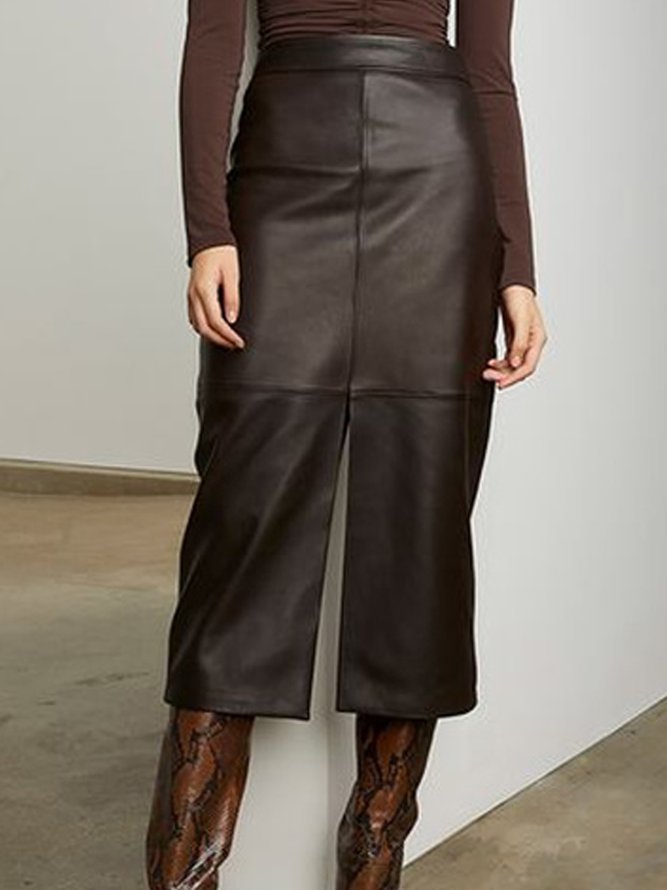 Plain Urban Loose Leather Pants