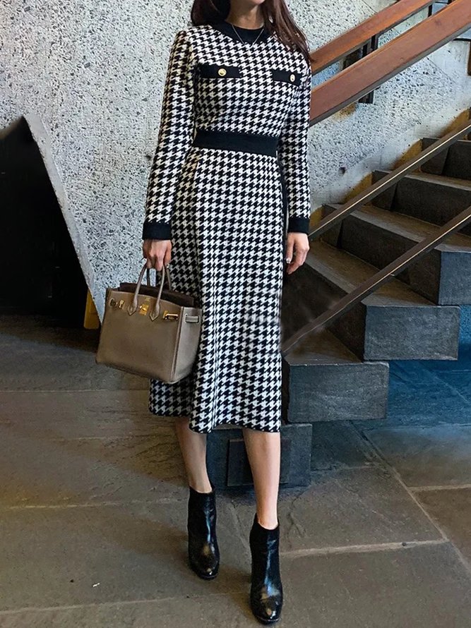 Regular Fit Elegant Long Sleeve Sweater Dress