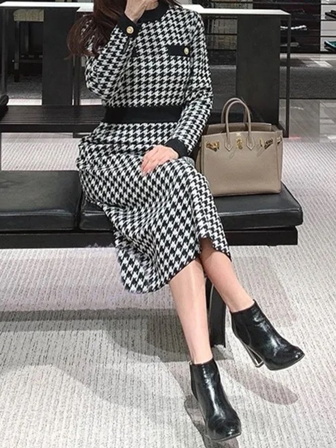 Regular Fit Elegant Long Sleeve Sweater Dress
