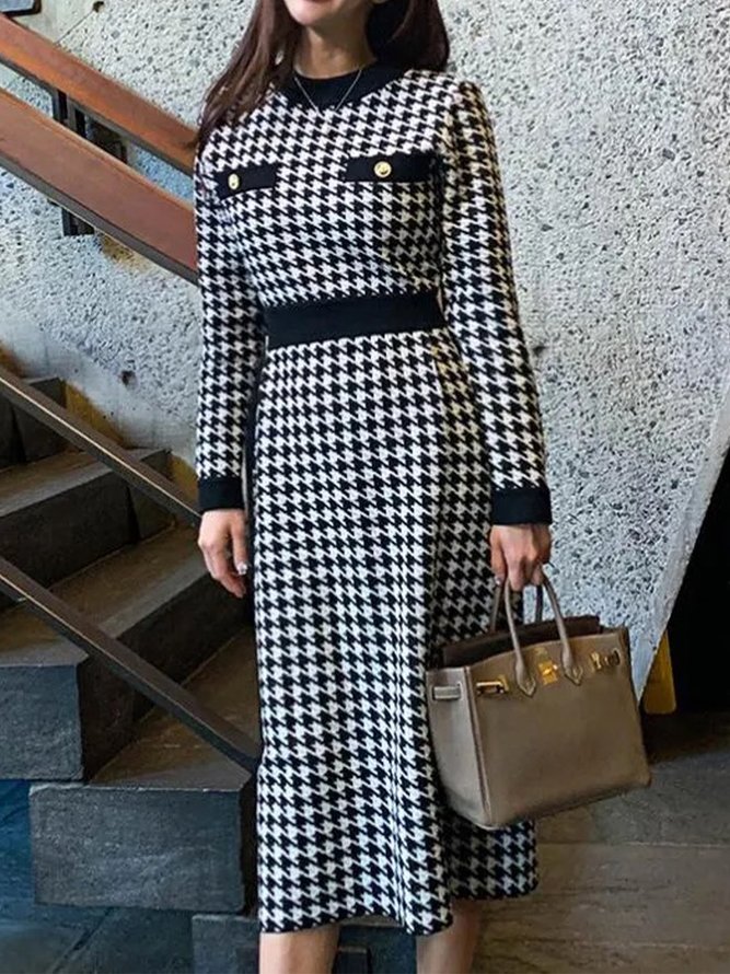 Regular Fit Elegant Long Sleeve Sweater Dress