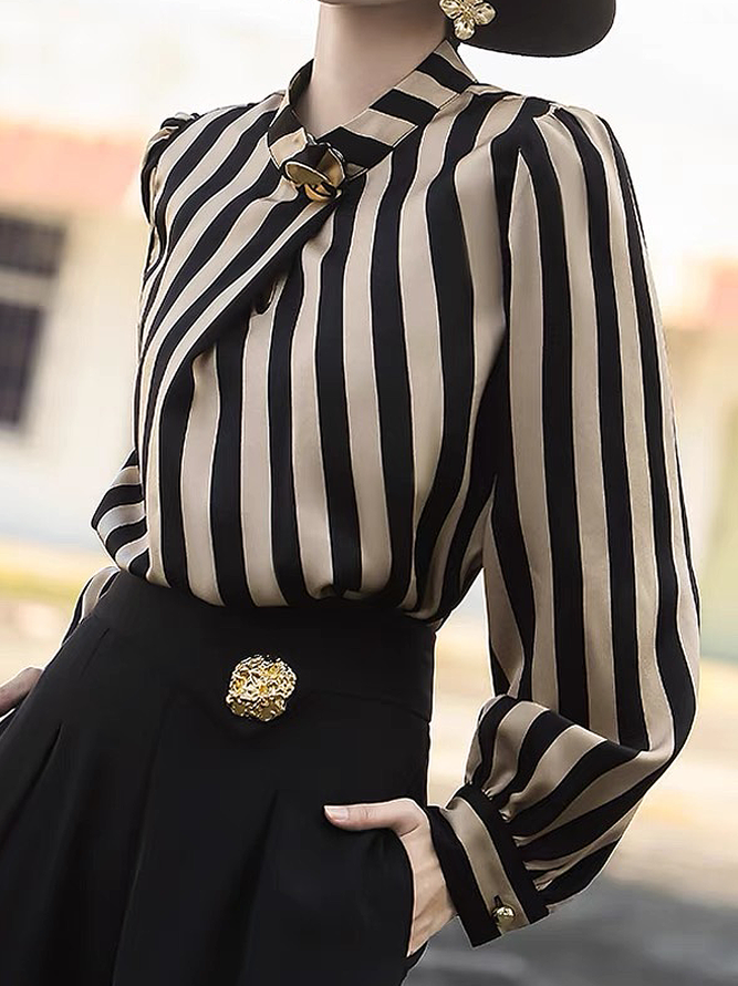 Urban Buttoned Solid Color Stand Collar Flared Sleeve Loose Midi Dress