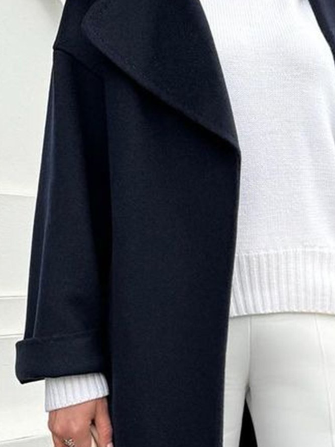 Lapel Collar Plain Urban Loose Long Sleeve Coat
