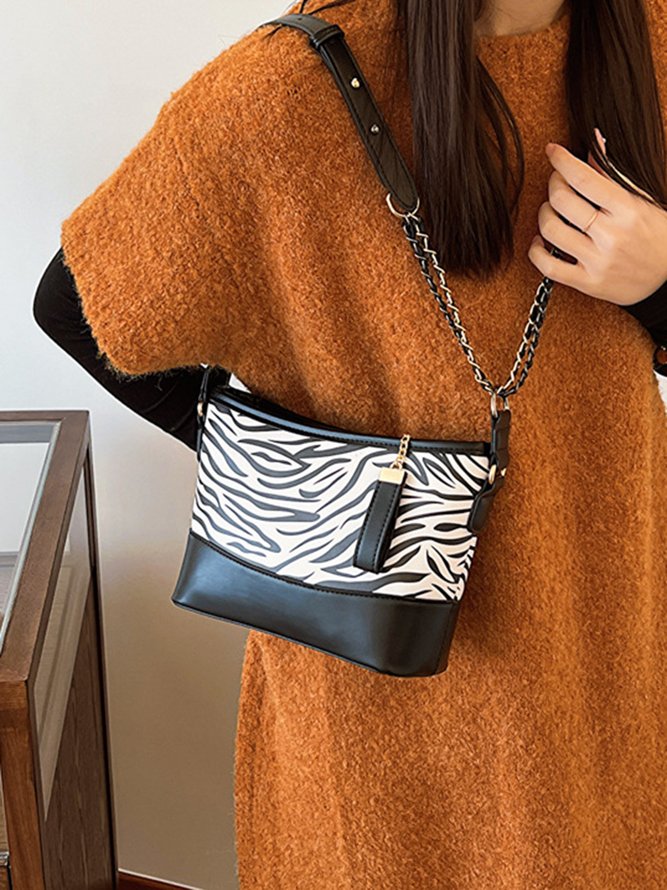 Leopard Clutch Bag Braided Chain Cross Body Bag