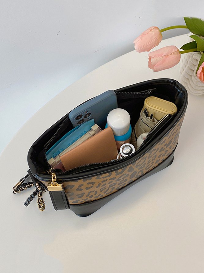 Leopard Clutch Bag Braided Chain Cross Body Bag