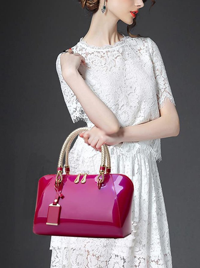 Elegant Artificial Patent Leather Handbag Commuting Crossbody Bag