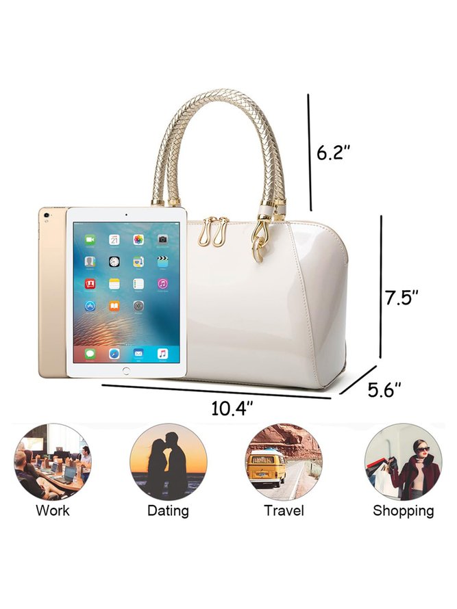 Elegant Artificial Patent Leather Handbag Commuting Crossbody Bag