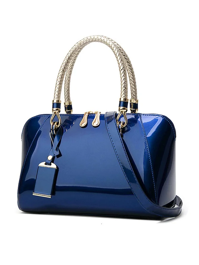 Elegant Artificial Patent Leather Handbag Commuting Crossbody Bag